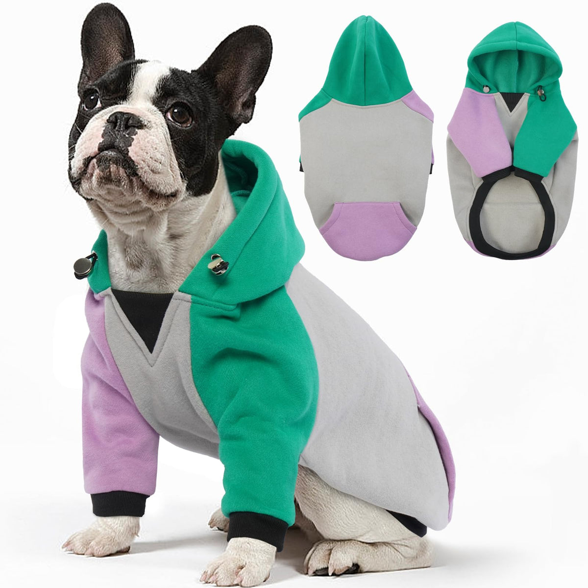 BRKURLEG Dog Hoodie front view with warm cotton exterior for chilly walks.