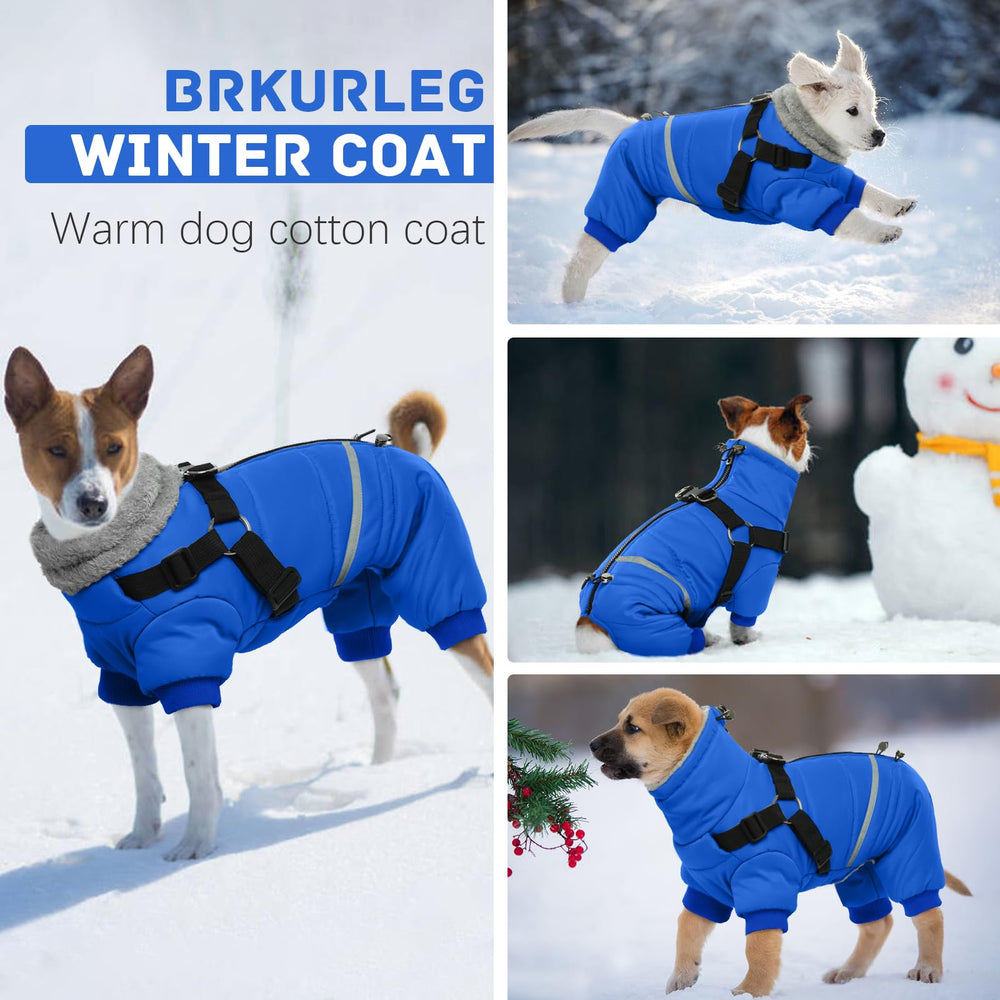 BRKURLEG blue dog winter coat adjustable-buckles provide secure customizable fit