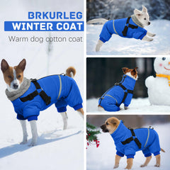 BRKURLEG blue dog winter coat adjustable-buckles provide secure customizable fit