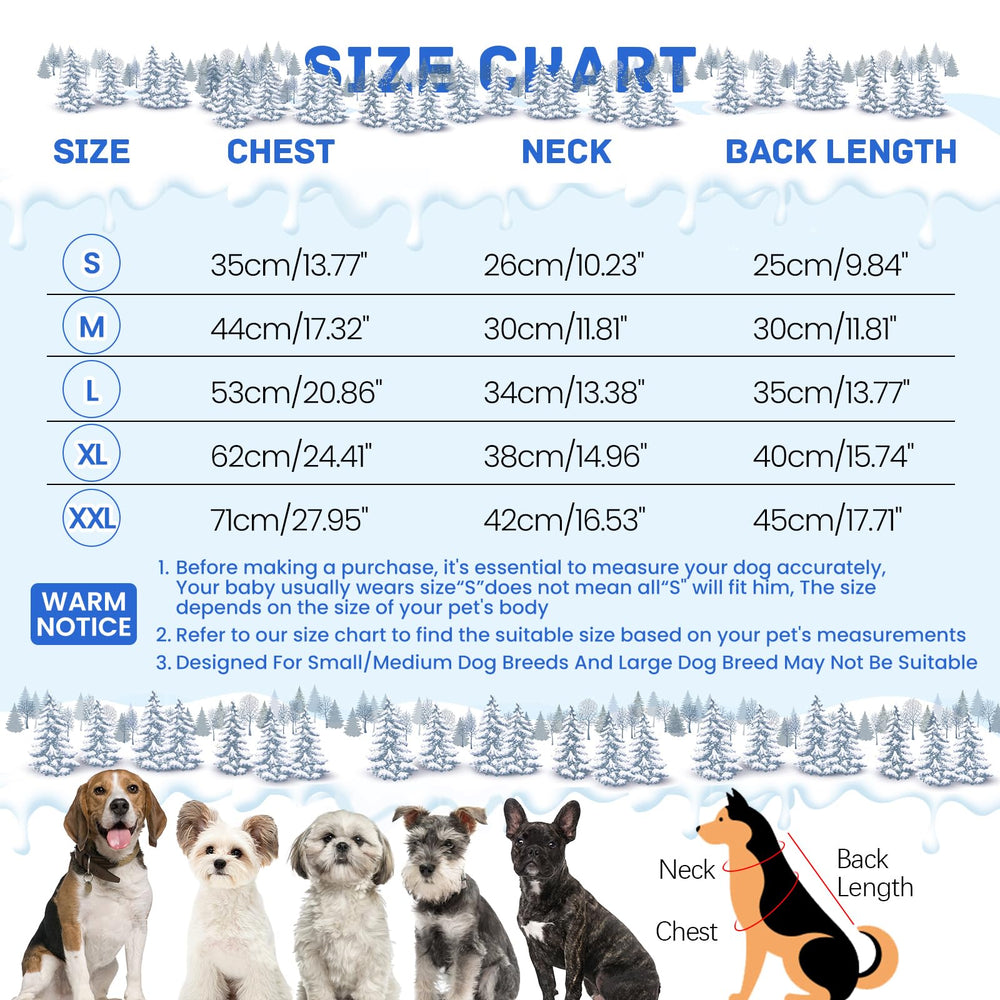 BRKURLEG blue dog winter coat water-resistant fabric helps keep fur dry