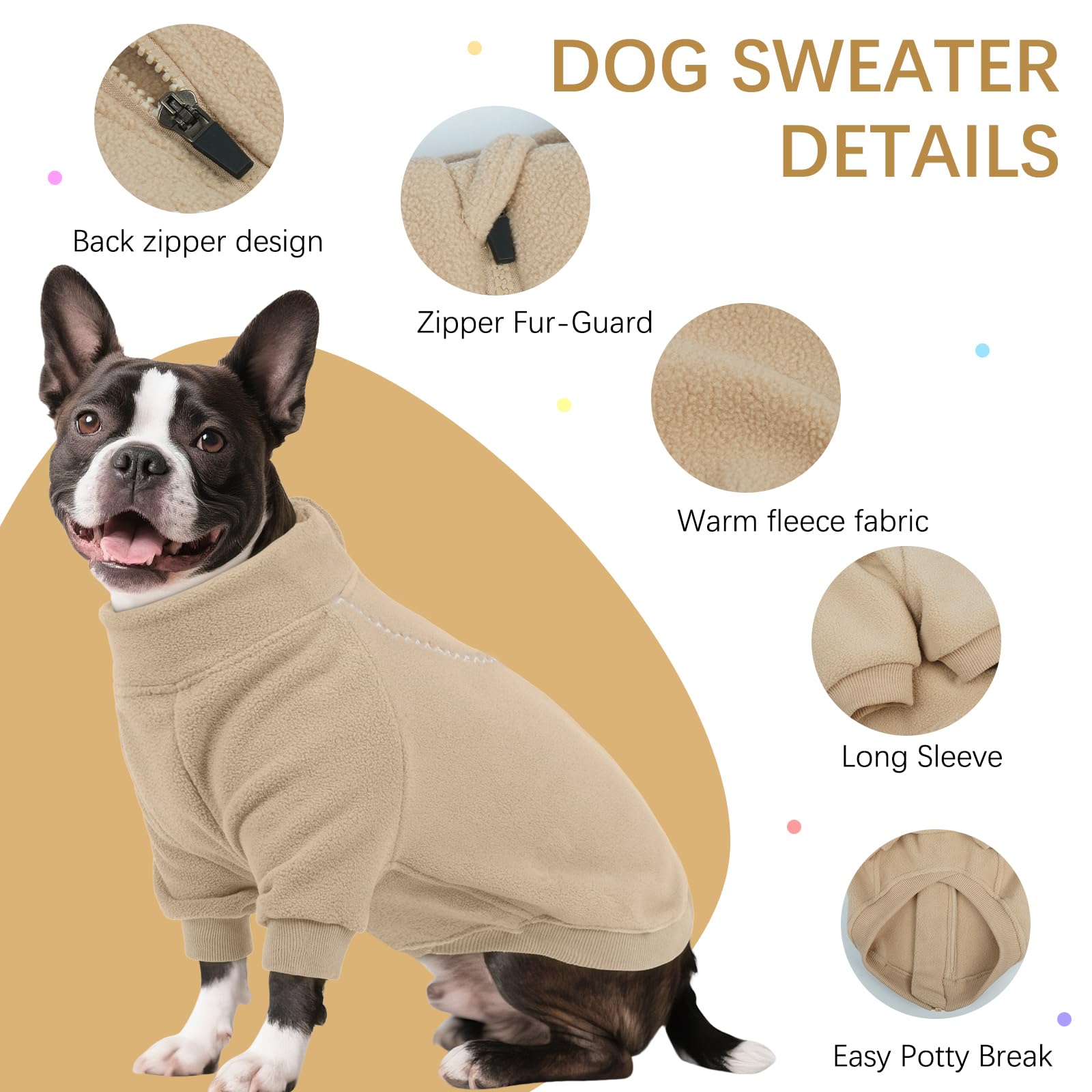 BRKURLEG dog sweater XS back-zip closeup highlights easy on-off design for busy mornings.