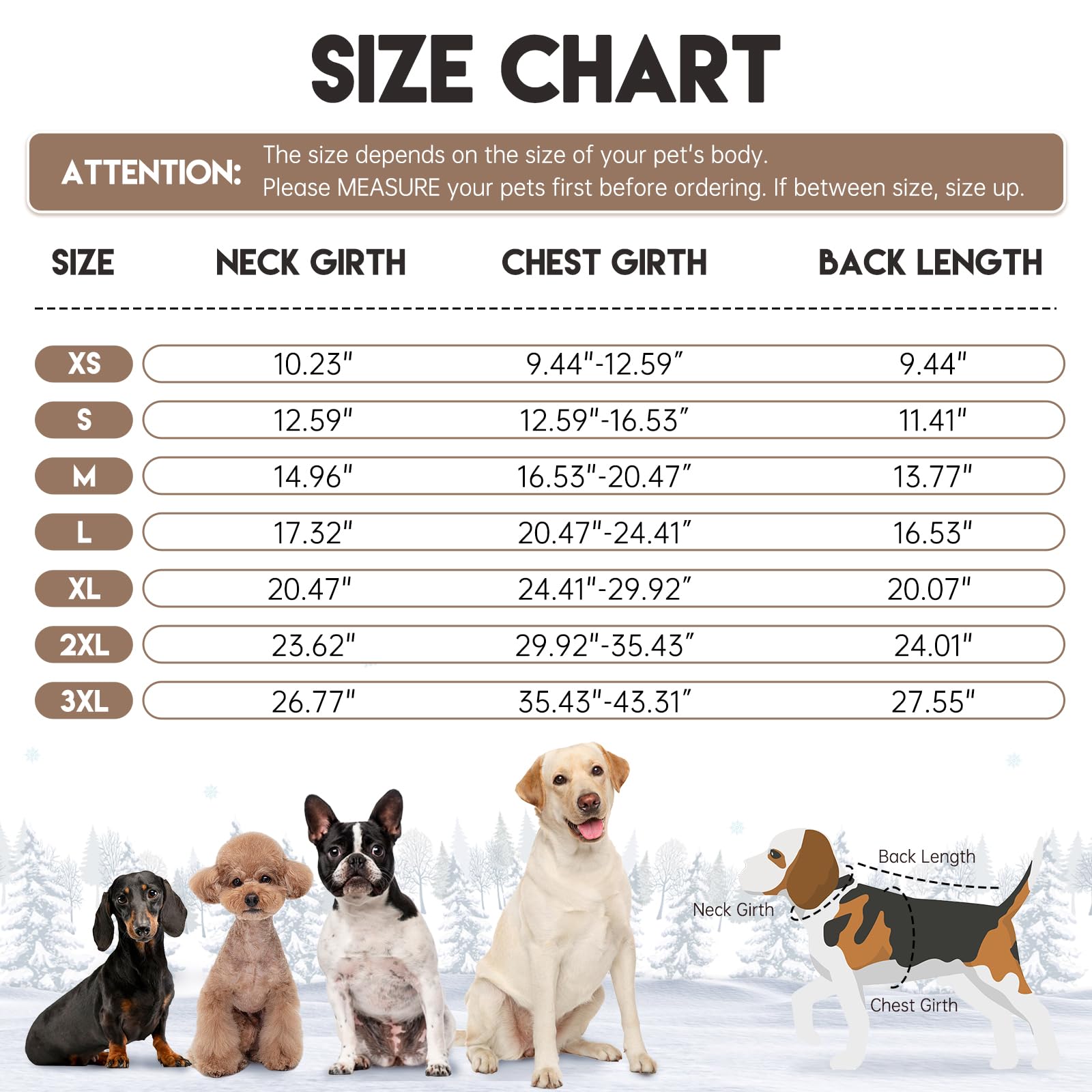 BRKURLEG dog winter coat back reflective strip for safer nighttime visibility