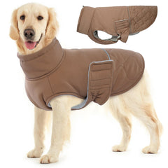BRKURLEG dog winter coat front view with warm inner lining for cold outings