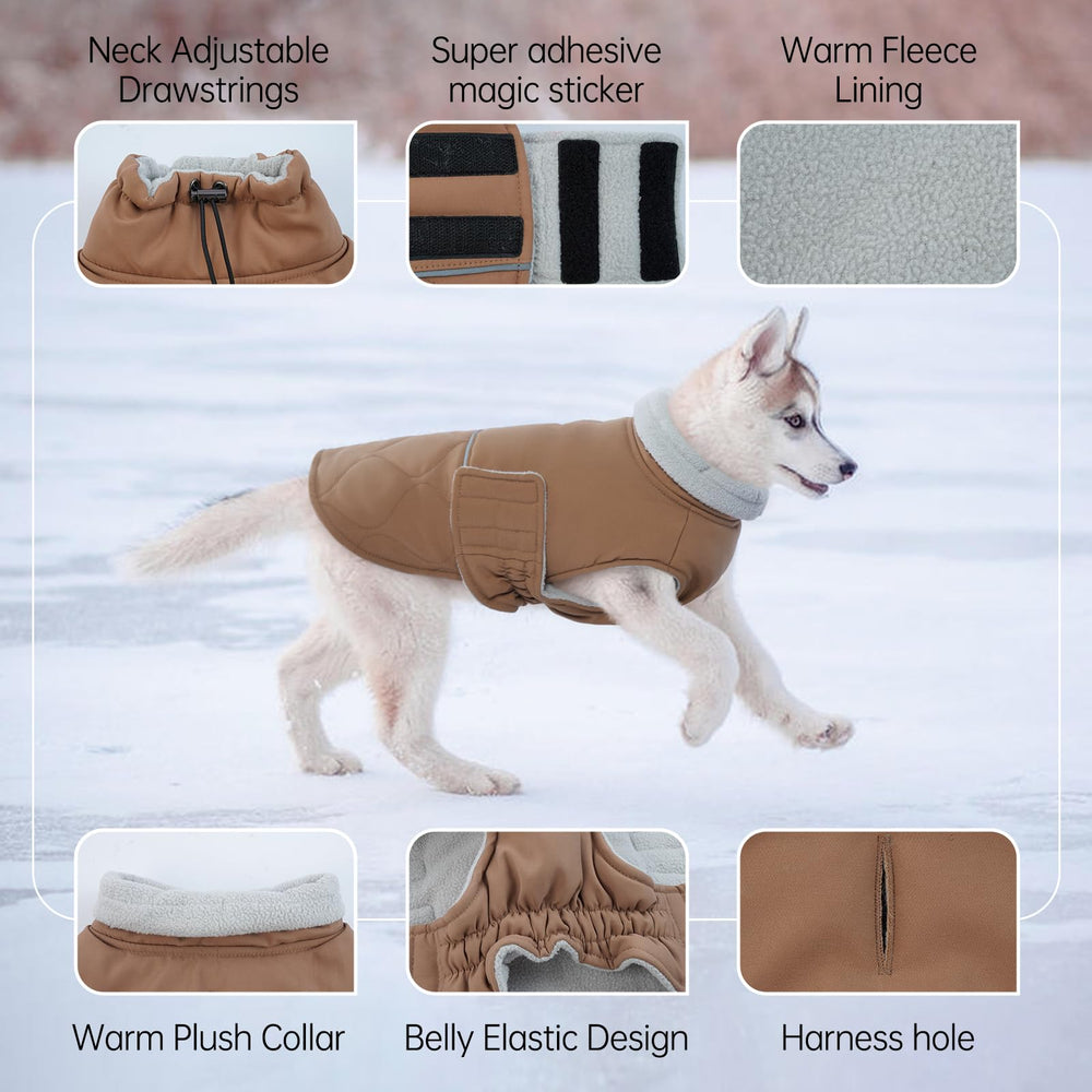 BRKURLEG dog winter coat leash hole enables easy outdoor tie-outs