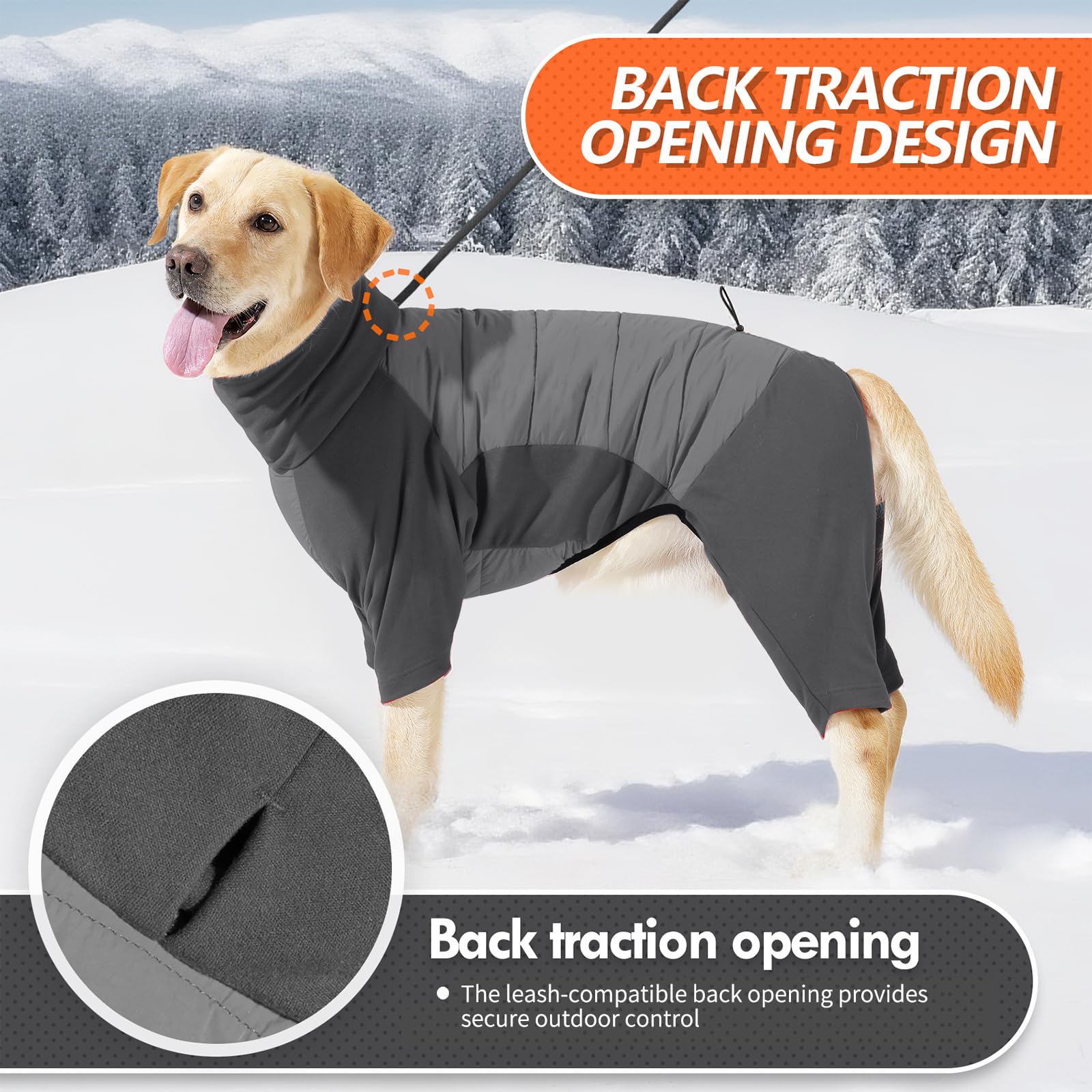 BRKURLEG easy-on-off stretch fleece coat for quick fitting.