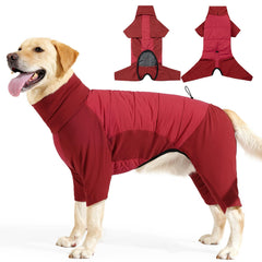 BRKURLEG winter coat front view in red XXXL keeps dogs warm on outdoor walks