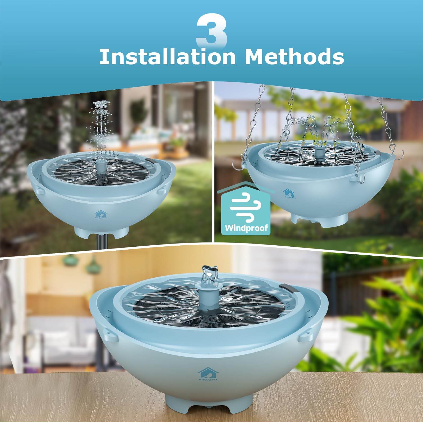 BROAIMX flexible installation options for courtyard, balcony, or garden