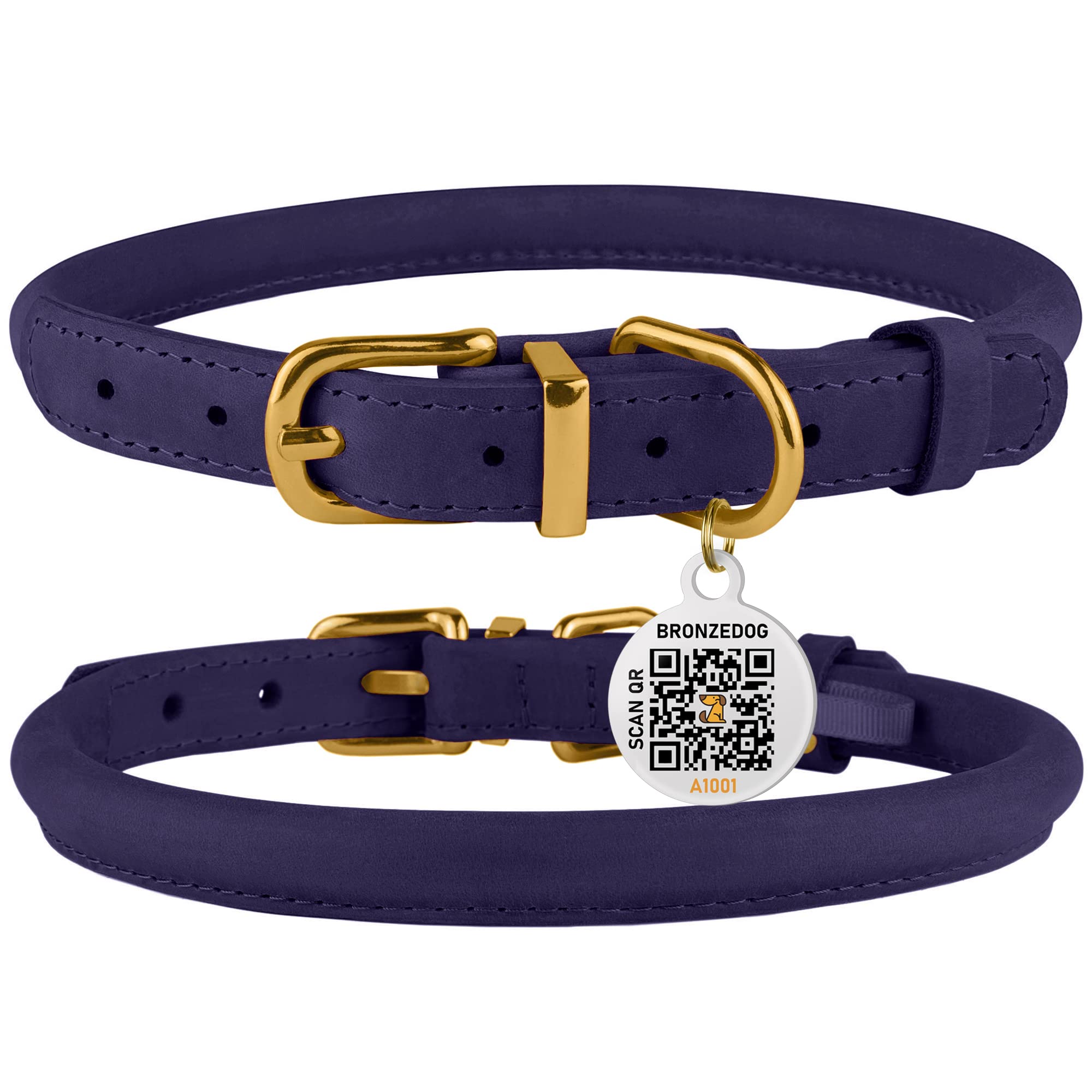 BronzeDog adjustable buckle leather collar provides secure fit across neck sizes.