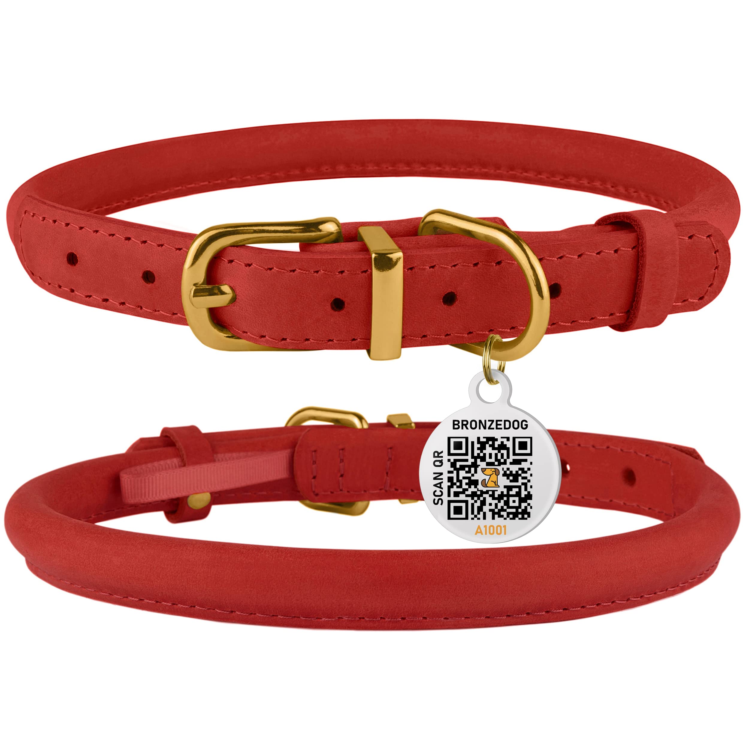 BronzeDog rolled leather collar emerald green color pairs with outdoor gear.