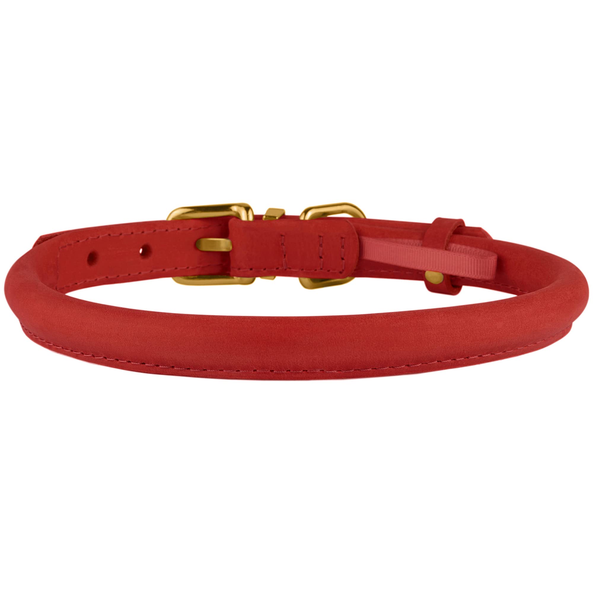 BronzeDog rolled leather collar nut brown color offers warm versatile option.