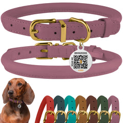 BronzeDog rolled leather collar Lavender closeup showing premium finish and soft grip