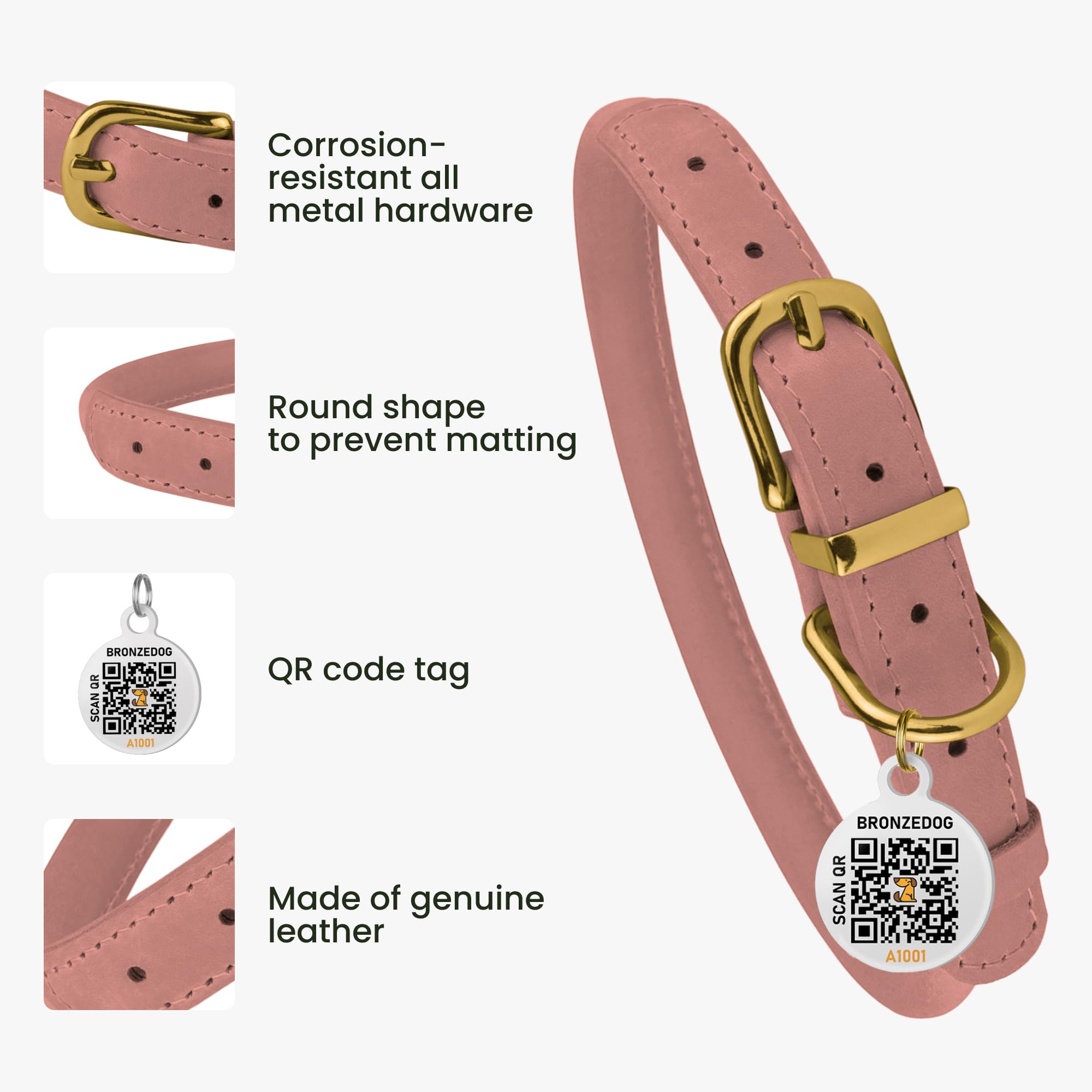 BronzeDog adjustable rolled collar on a 9-11 inch neck offers reliable fit.