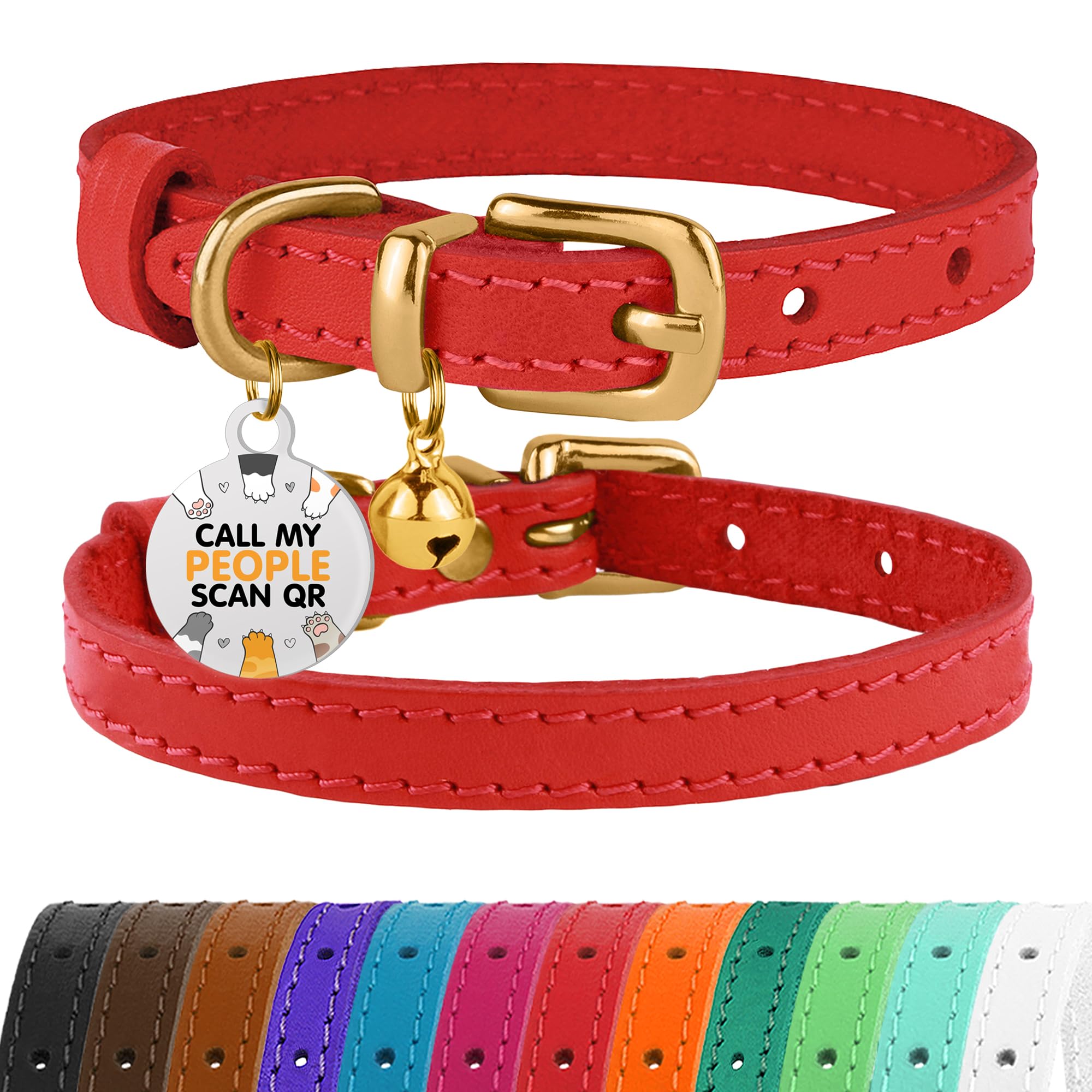 BRONZEDOG collar de cuero con cascabel, sensación suave y señal audible para localización.
