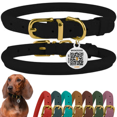 BRONZEDOG collar cuero enrollado cognac para comodidad diaria