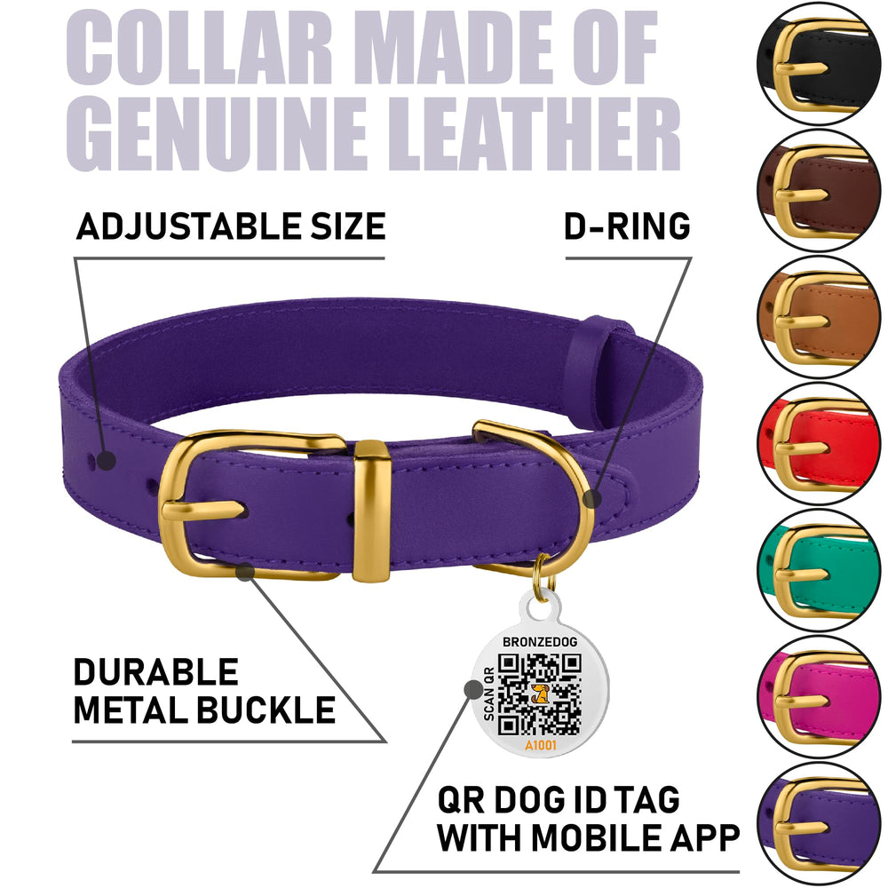 BRONZEDOG collar de cuero, vista interior, suave contra la piel del perro.