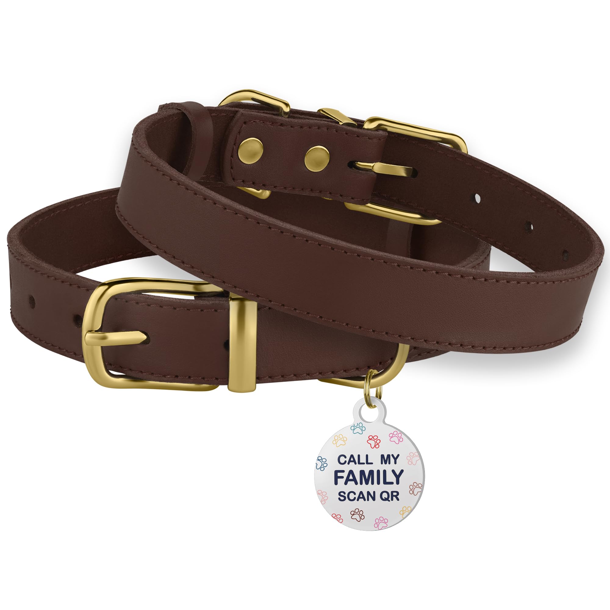 BRONZEDOG collar de cuero, uso diario para perros activos.