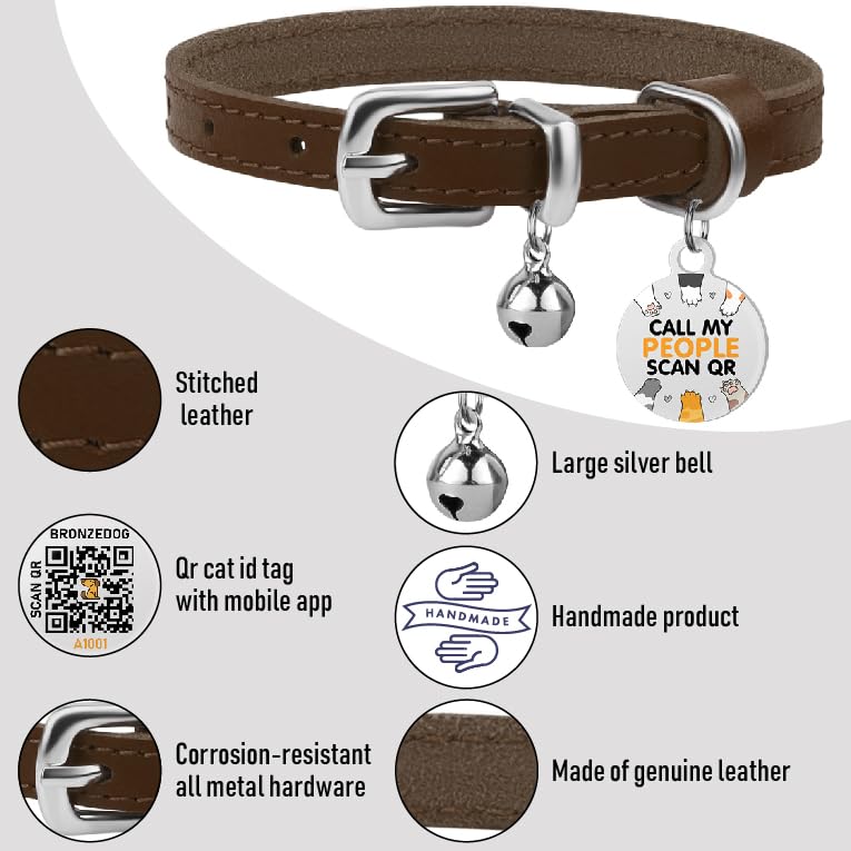 Collar BRONZEDOG para gato con campana removible, estilo y seguridad.