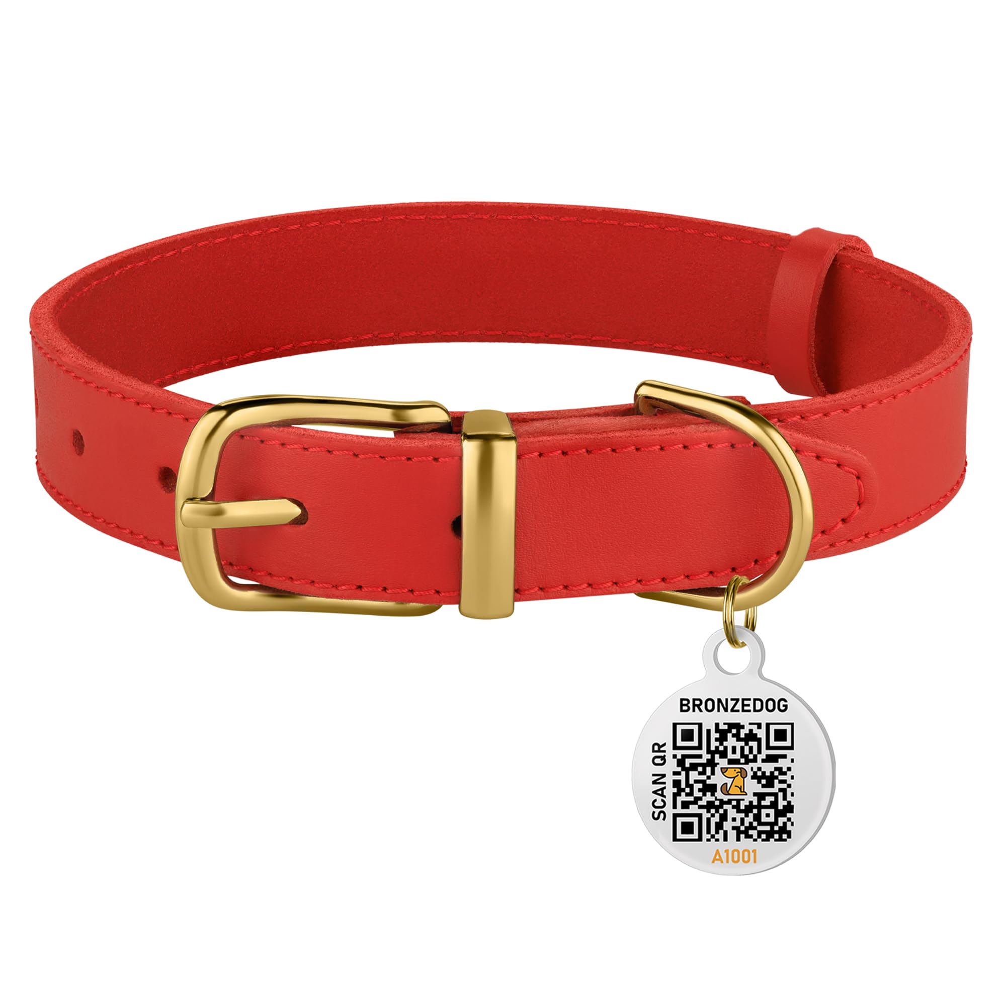 BRONZEDOG size-and-length label helps verify 19–21 inch neck fit.