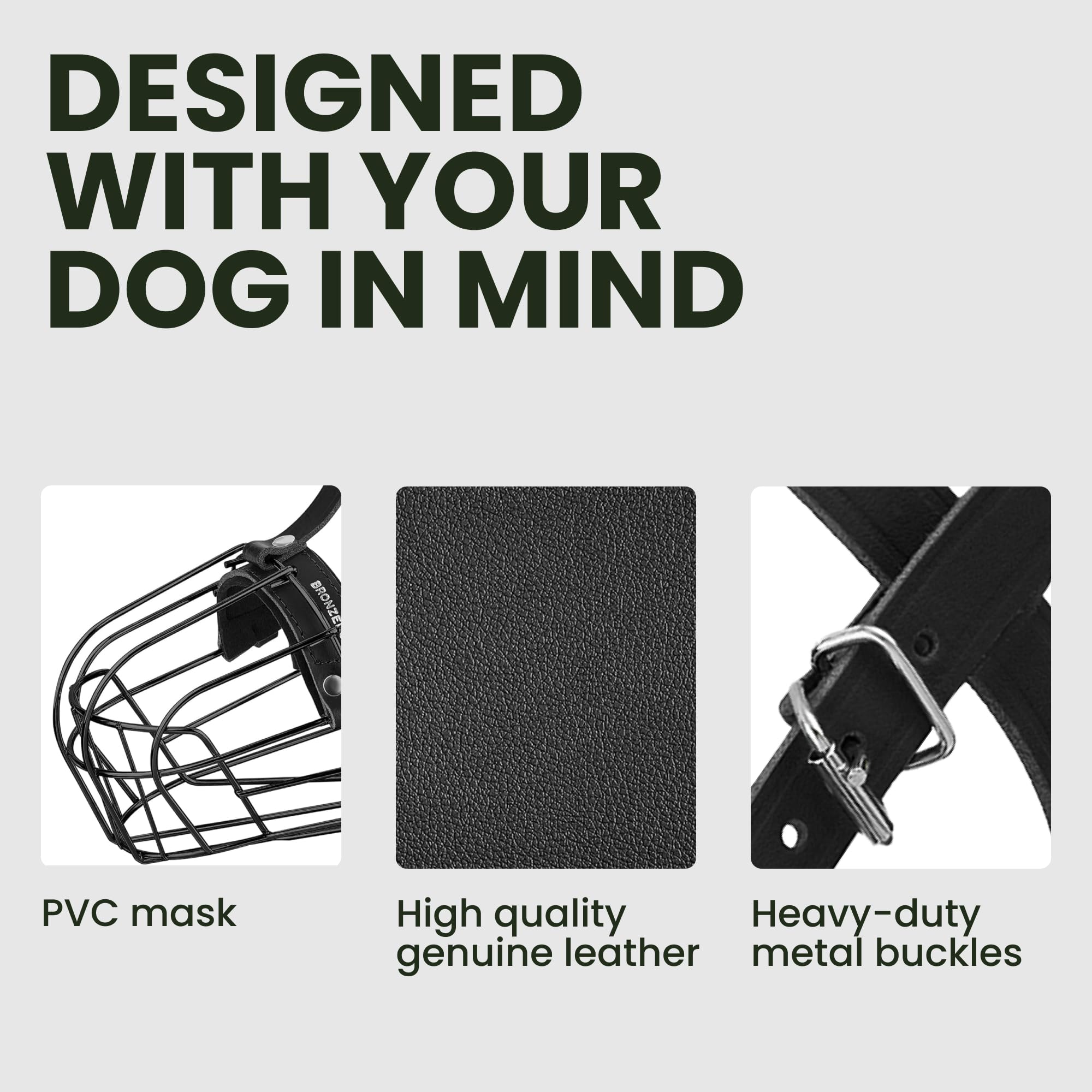 BRONZEDOG large dog fit highlights sturdy buckles for long-lasting use.