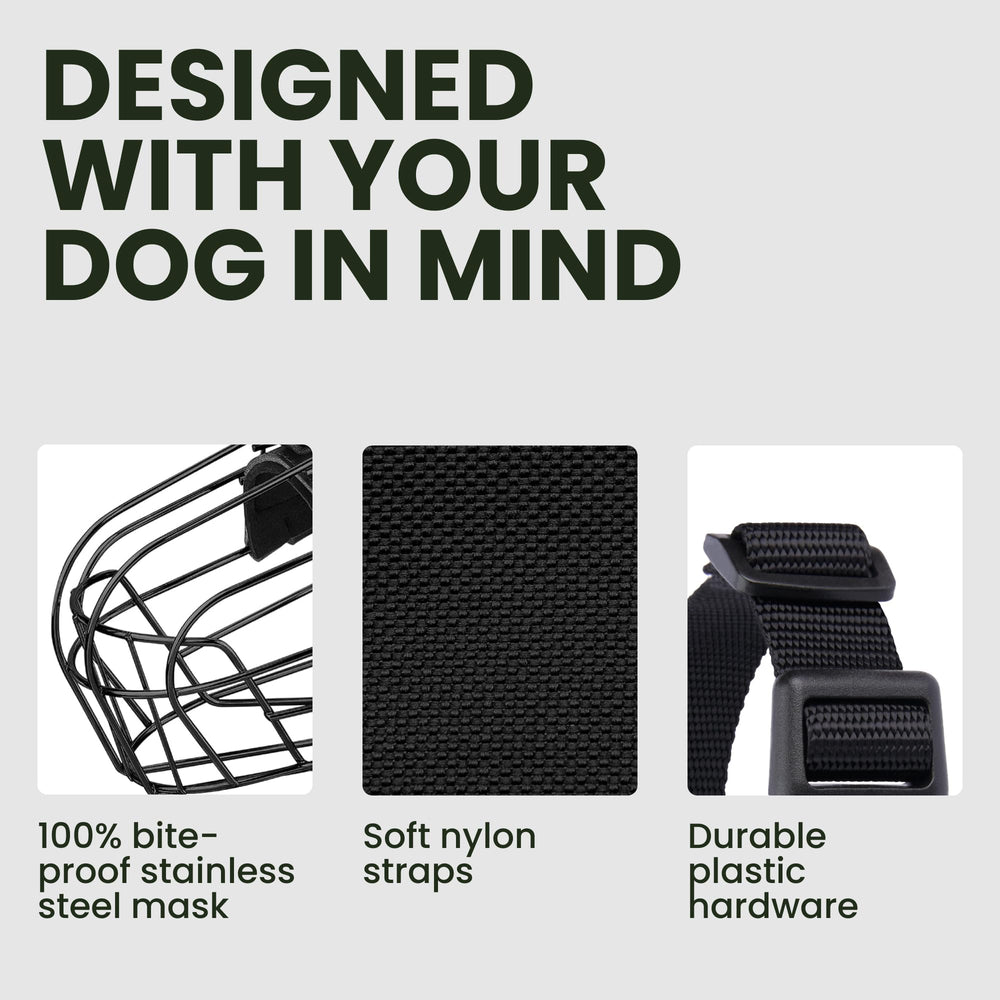 BRONZEDOG Pitbull muzzle metal basket demonstrating ample ventilation.