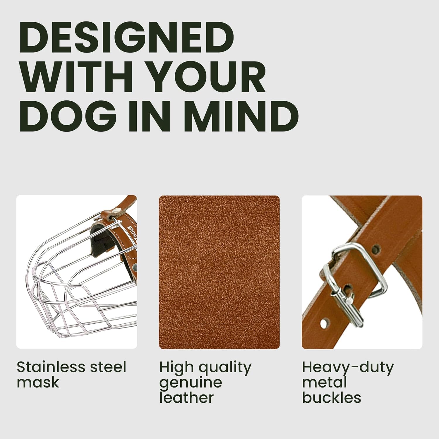 BRONZEDOG metal basket enables good ventilation and panting during outings.