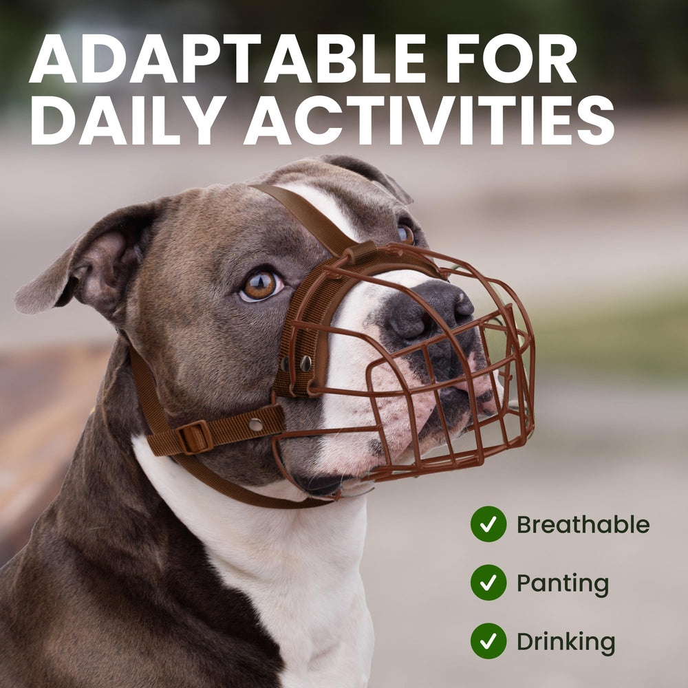 BRONZEDOG Pitbull muzzle size guide illustrating snout measurements for proper fit.