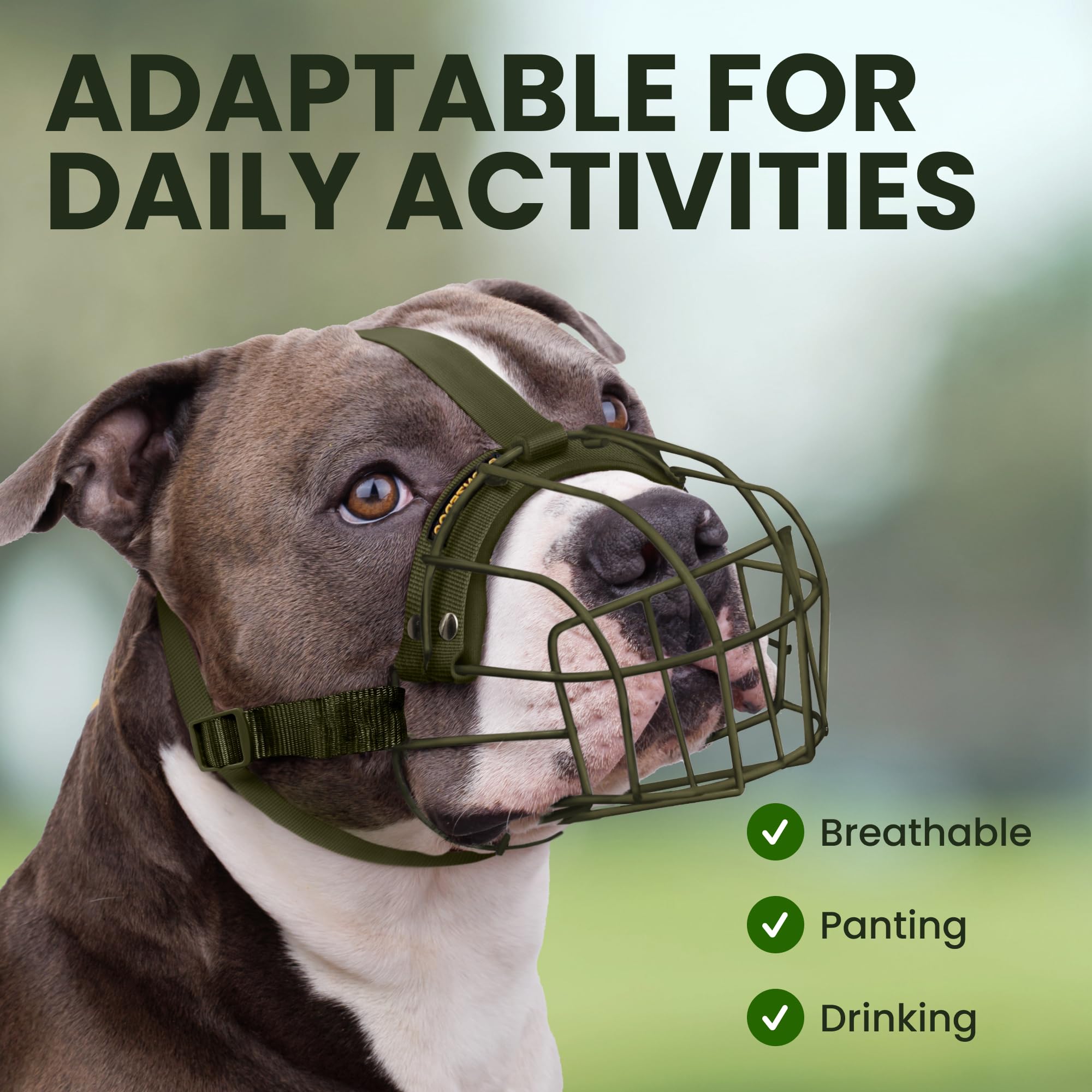 BRONZEDOG Pitbull muzzle ideal for walks and training with easy control.