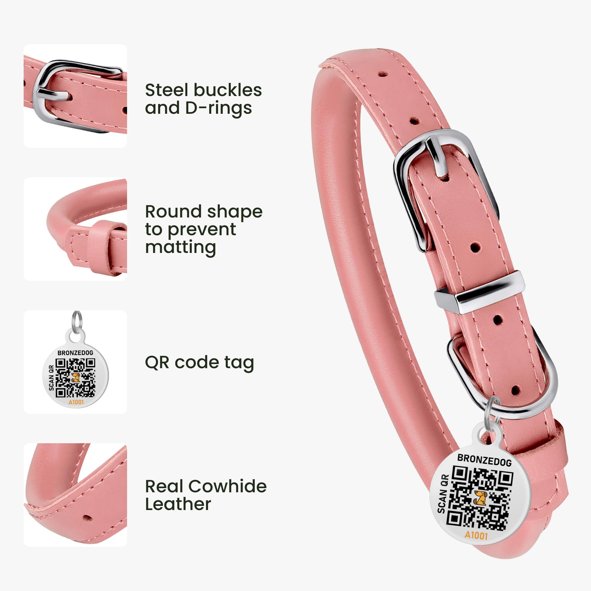 BRONZEDOG D-ring closeup for easy leash or ID tag attachment