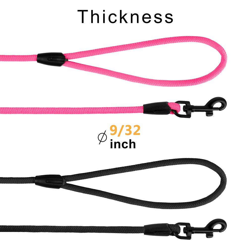 BRONZEDOG rope pro training leash 30ft pink demonstrates long-range training potential.