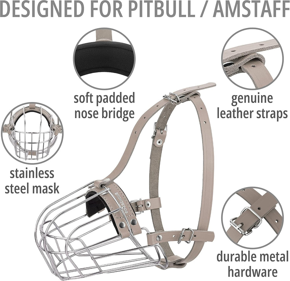 BRONZEDOG large-dog muzzle image highlighting secure fit and controlled breathing.