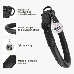 BronzeDog soft-rolled-leather-strap demonstrates fur-friendly design reducing matting.