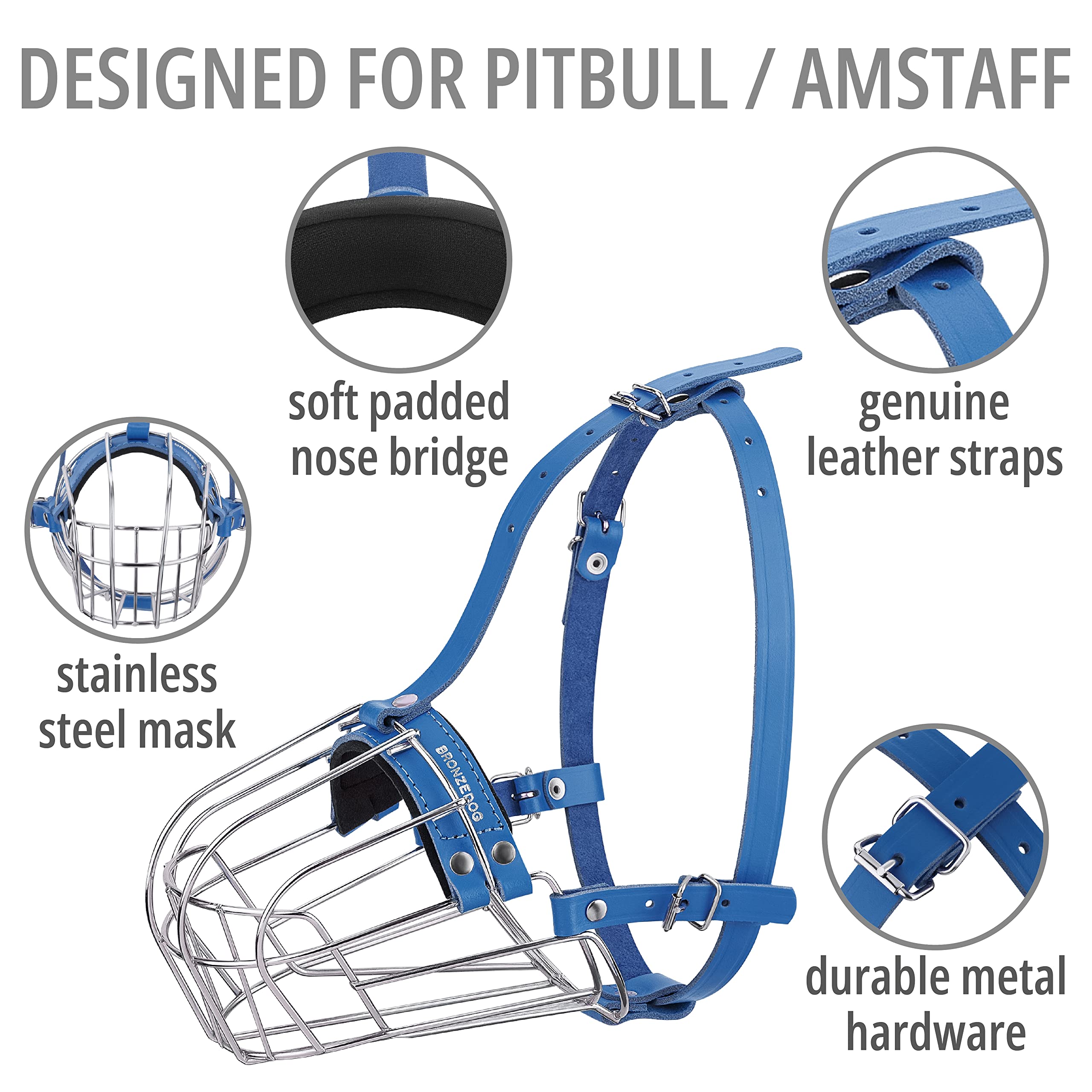 BRONZEDOG ventilated basket muzzle offers ample airflow for hot days.