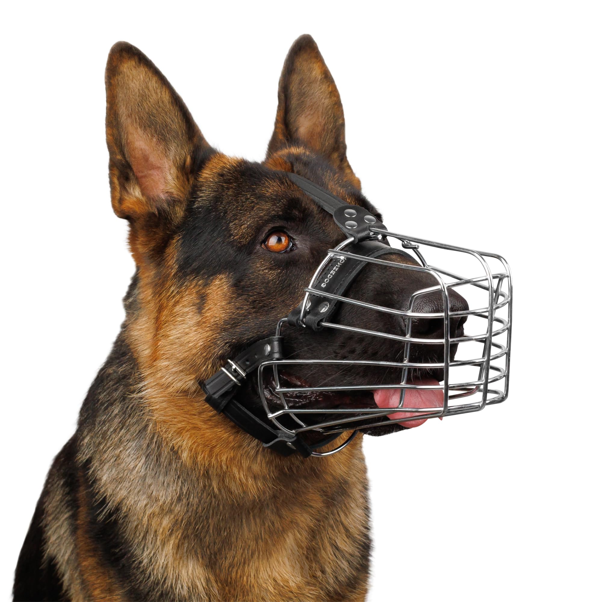 BRONZEDOG XL wire muzzle side view for secure training and controlled walks.