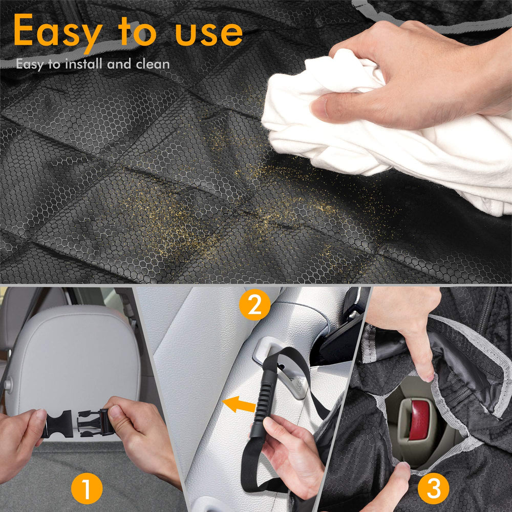 BRONZEMAN heavy-duty back seat cover resists juice and mud from kids' daily use.