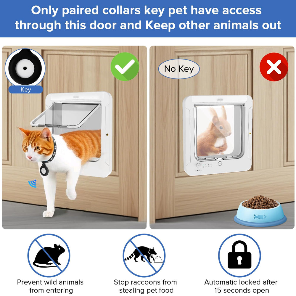 BROTEX Smart Cat Door four-mode switch supports lock and open options.