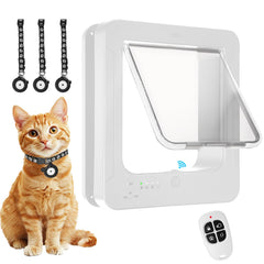 BROTEX Smart Cat Door white front view ready for installation in interior or exterior spaces.