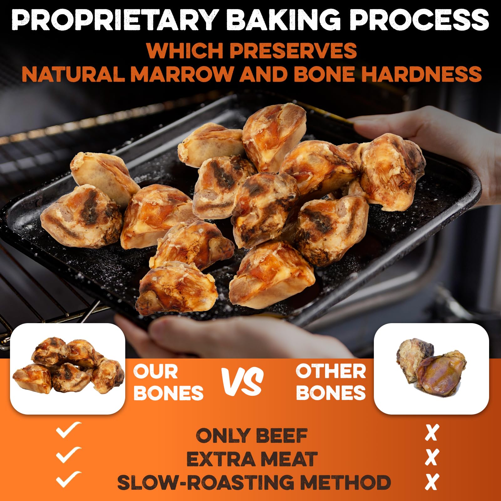 BRUTUS & BARNABY kneecap bones raw, single-ingredient beef chew.