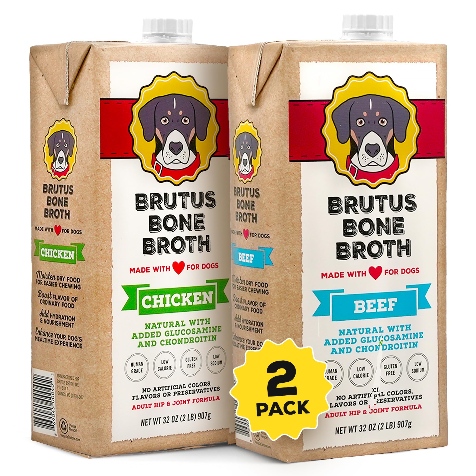 Brutus Bone Broth beef bottle ready to pour for tasty hydration during meals.