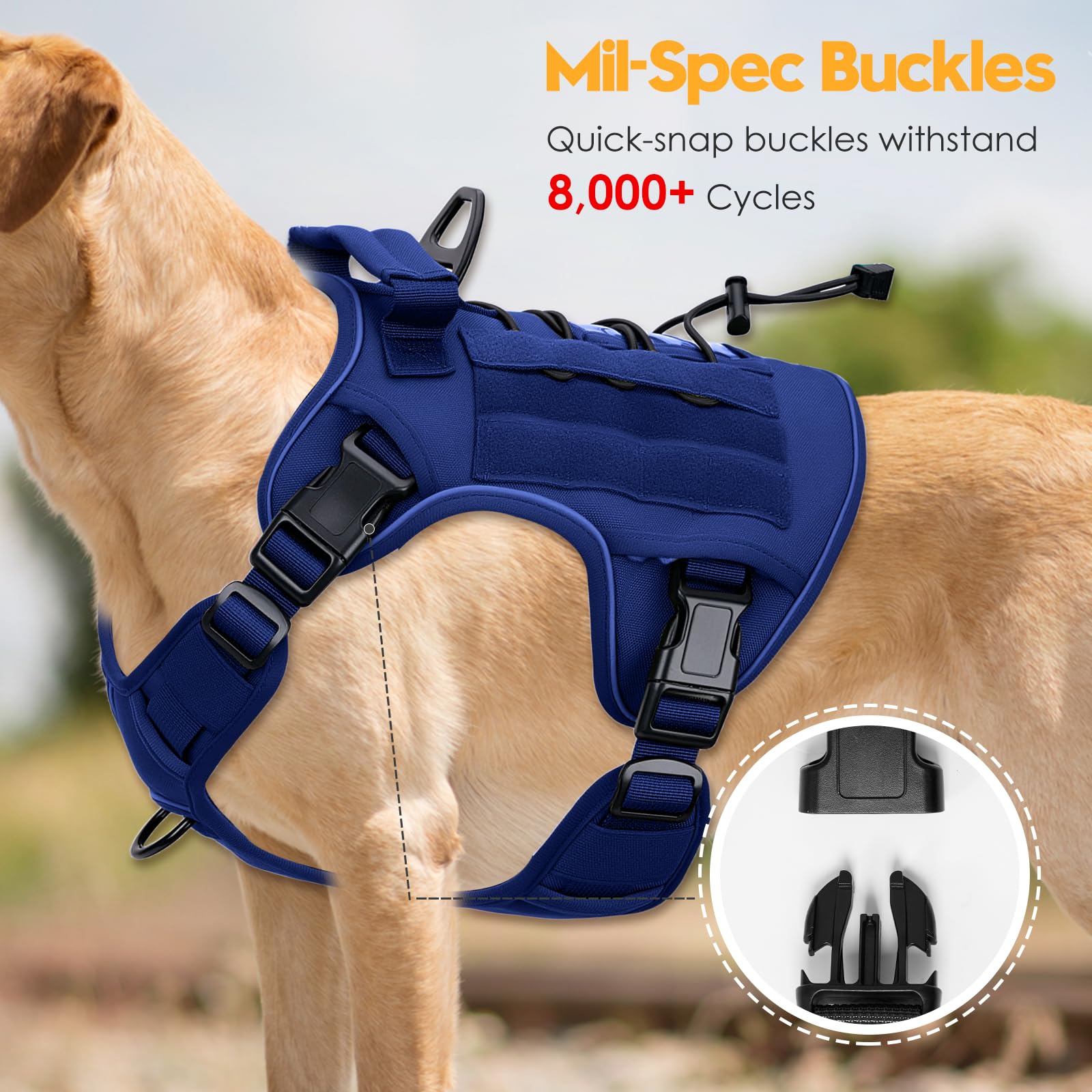 Bruvoalon heavy-duty tactical dog harness MOLLE system for gear and patches