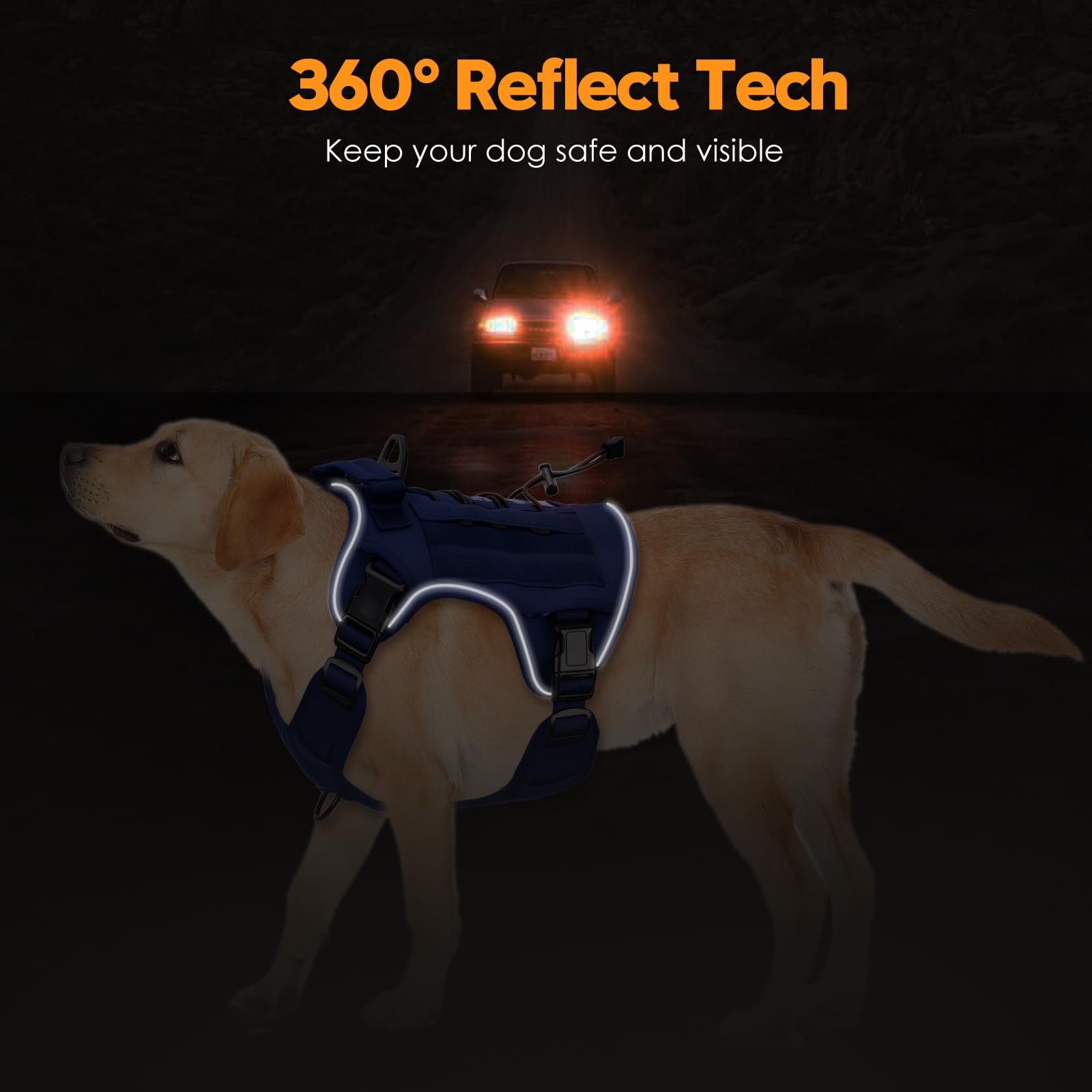 Bruvoalon heavy-duty tactical dog harness reflective trim for night visibility