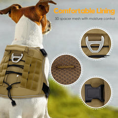 Bruvoalon heavy-duty tactical dog harness side view with MOLLE for gear storage