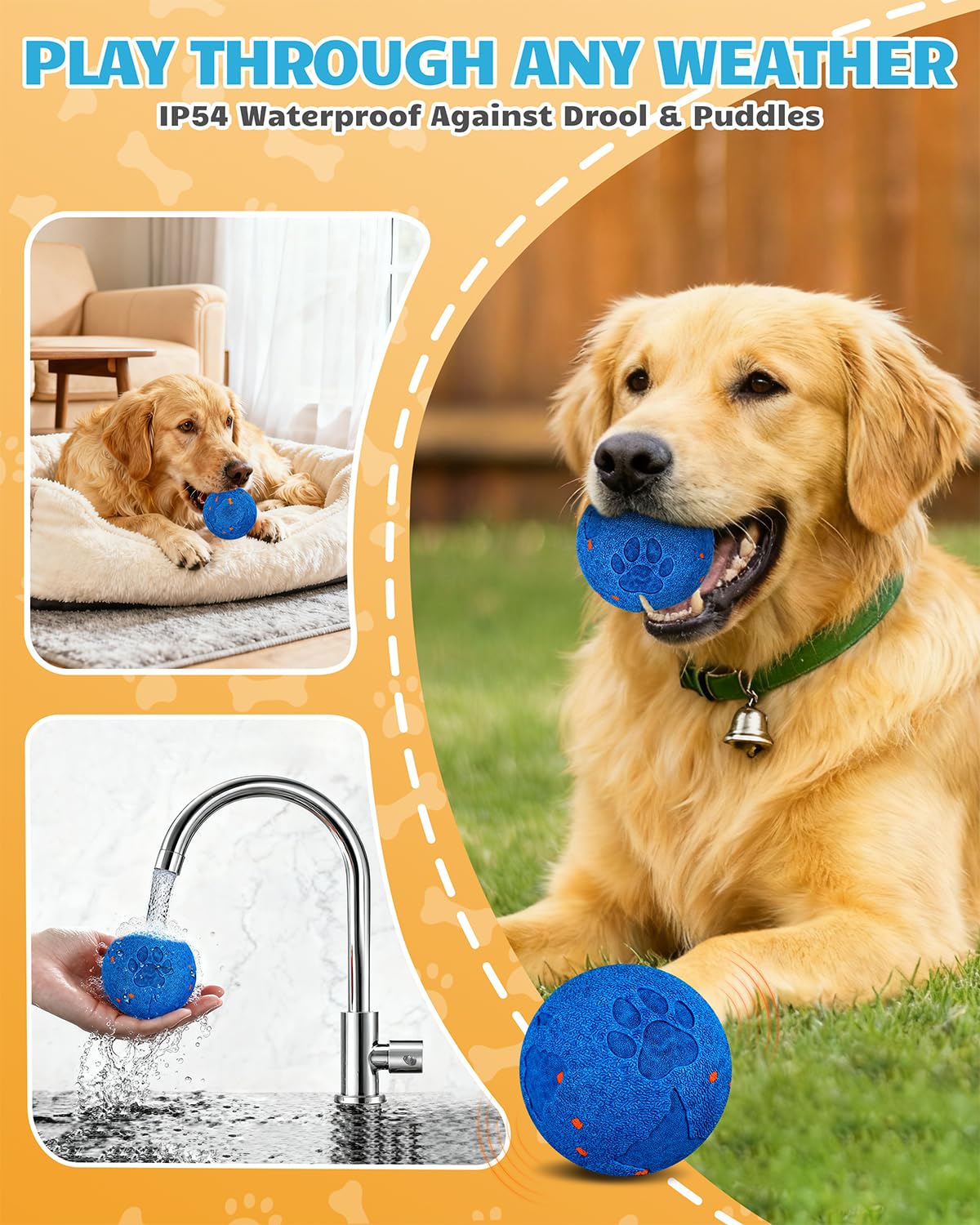 Bryxkla Interactive Ball IPX7 waterproof for puddles and outdoor play.