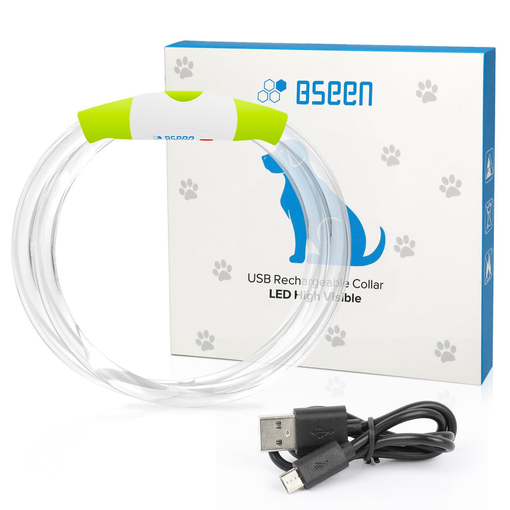 BSEEN collar LED: color verde vivo para reconocimiento fácil.