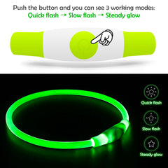 BSEEN collar LED: tres modos de iluminación para distintas situaciones nocturnas.