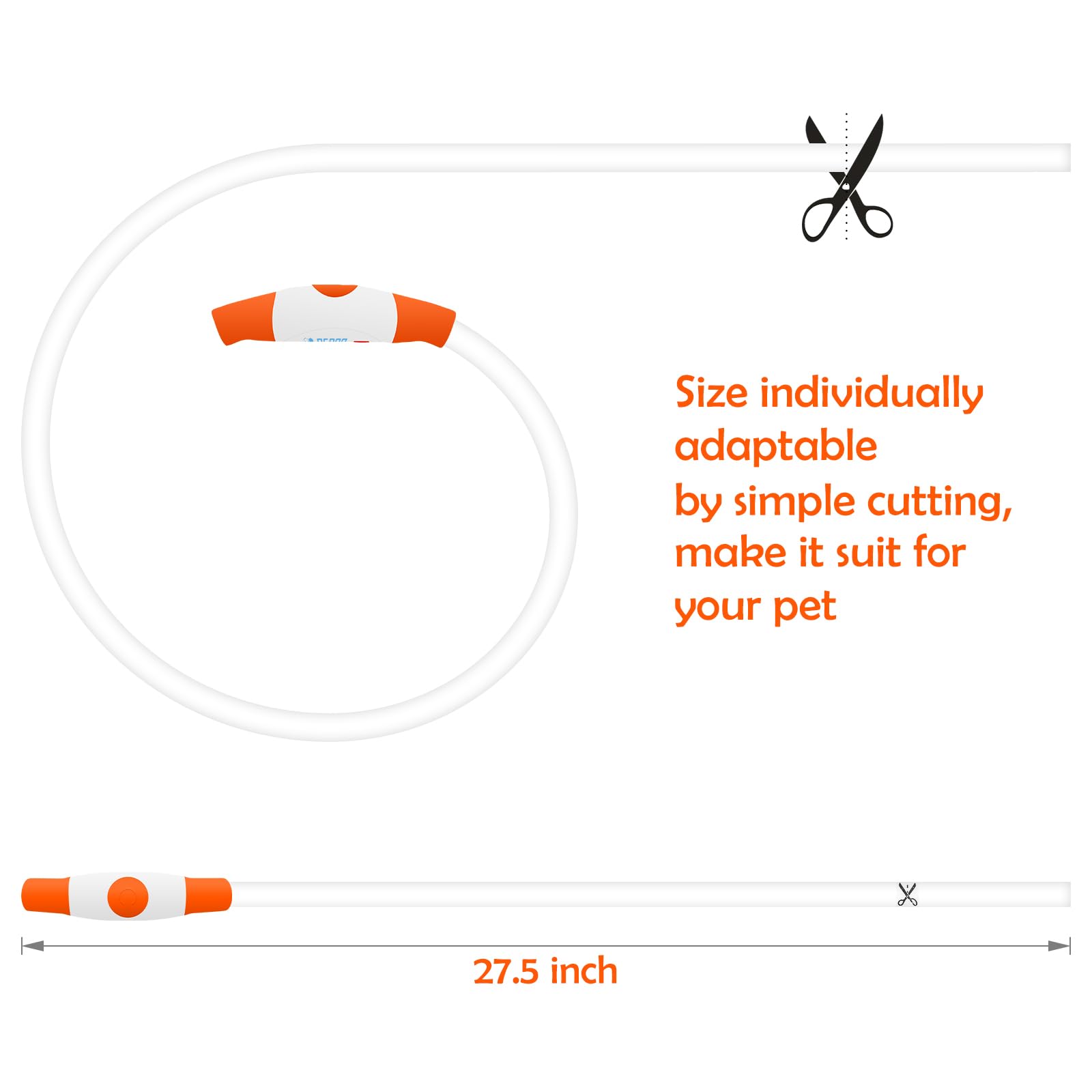 BSEEN LED dog collar close-up button illustrates easy mode switching on-the-go.