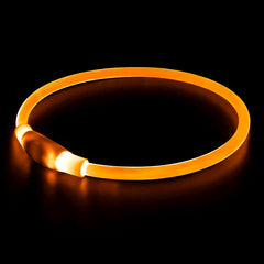 BSEEN LED dog collar orange with adjustable fit for comfortable night visibility.