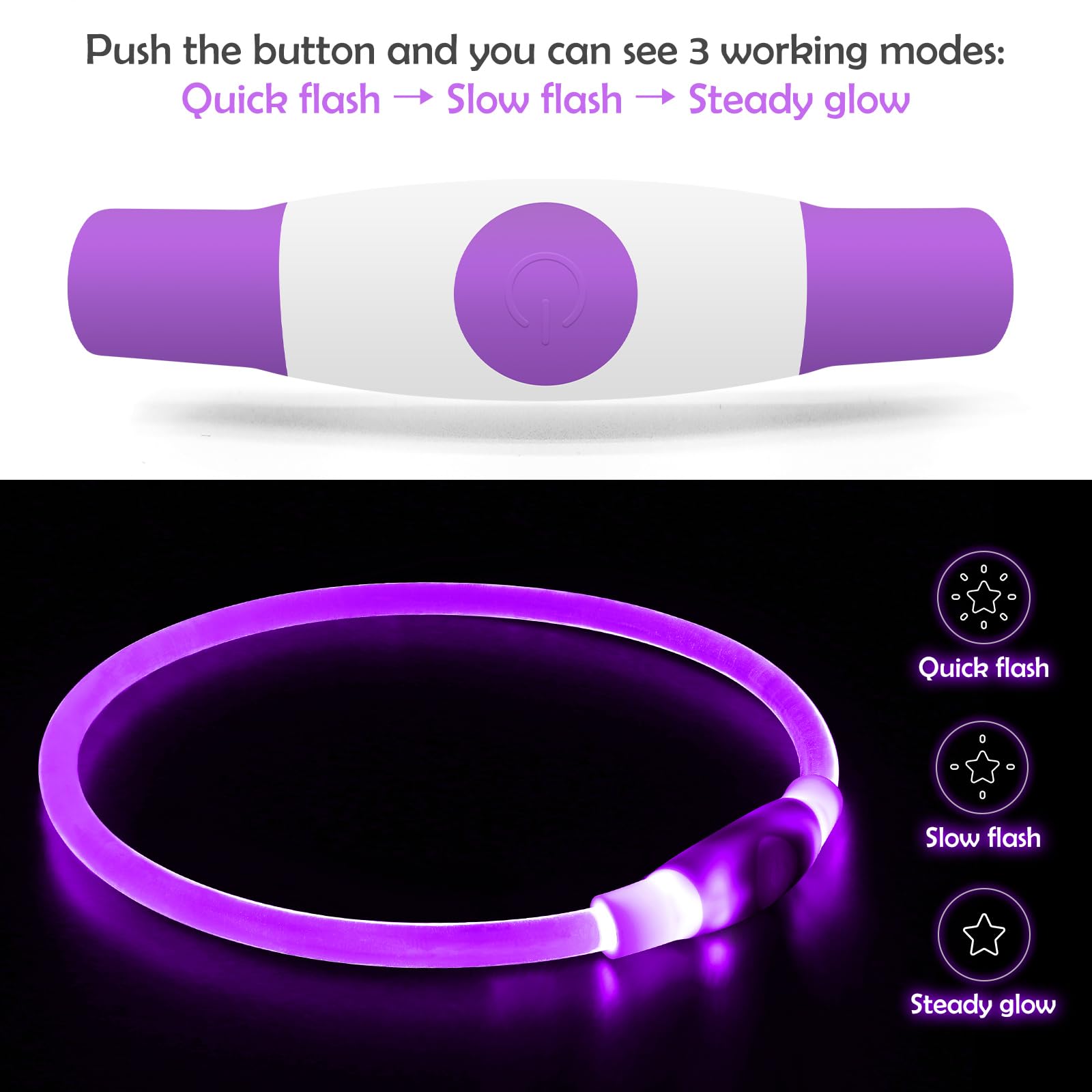 BSEEN light up dog collar 360-visibility keeps pets visible from all angles.