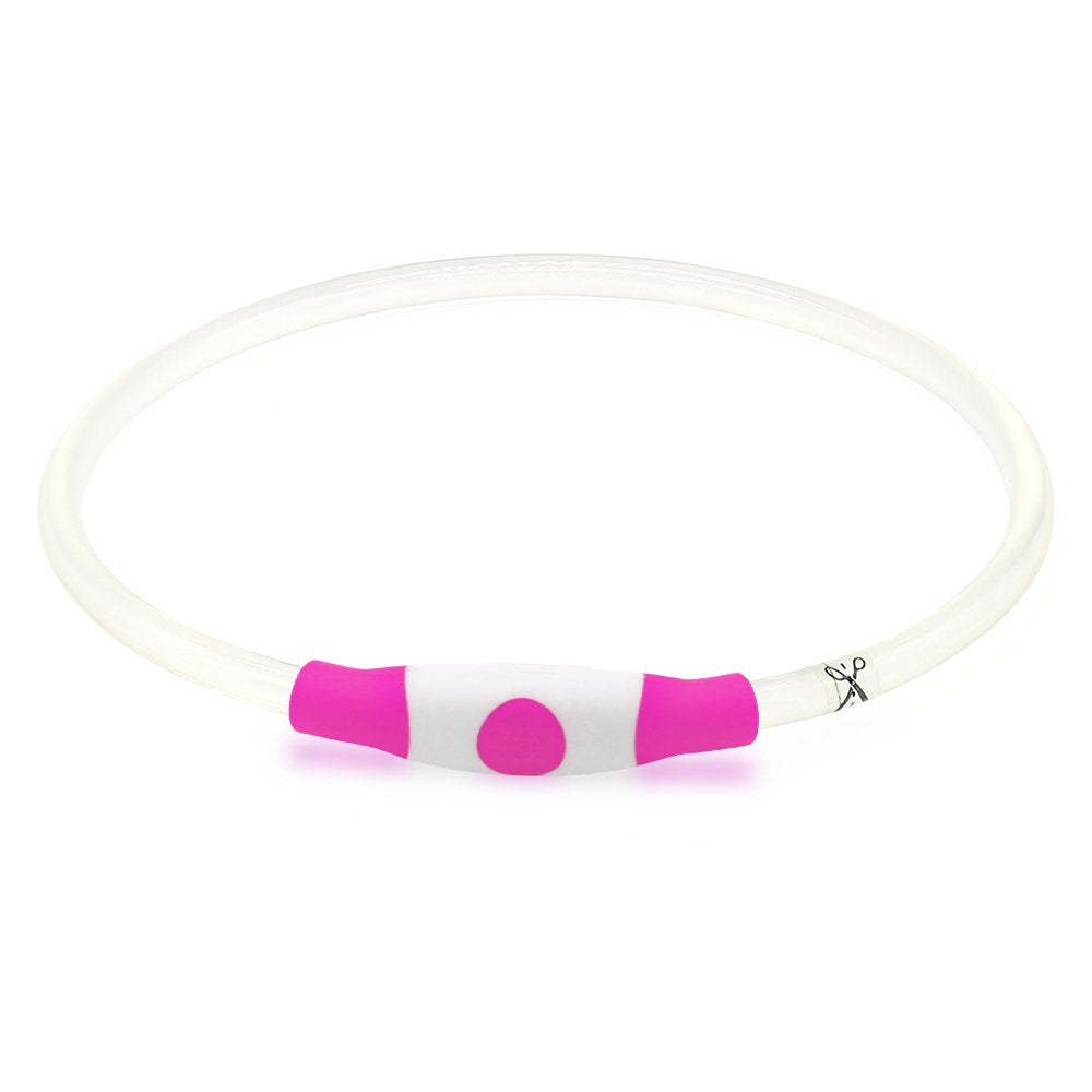 BSEEN Light Up Dog Collar pink easy-press power button use