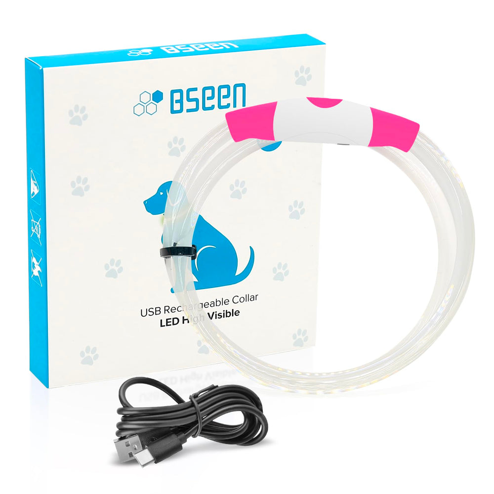 BSEEN Light Up Dog Collar pink soft TPU tube for comfortable fit