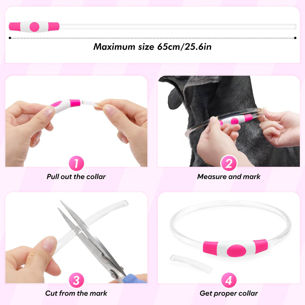 BSEEN Light Up Dog Collar pink USB charging port for easy recharging